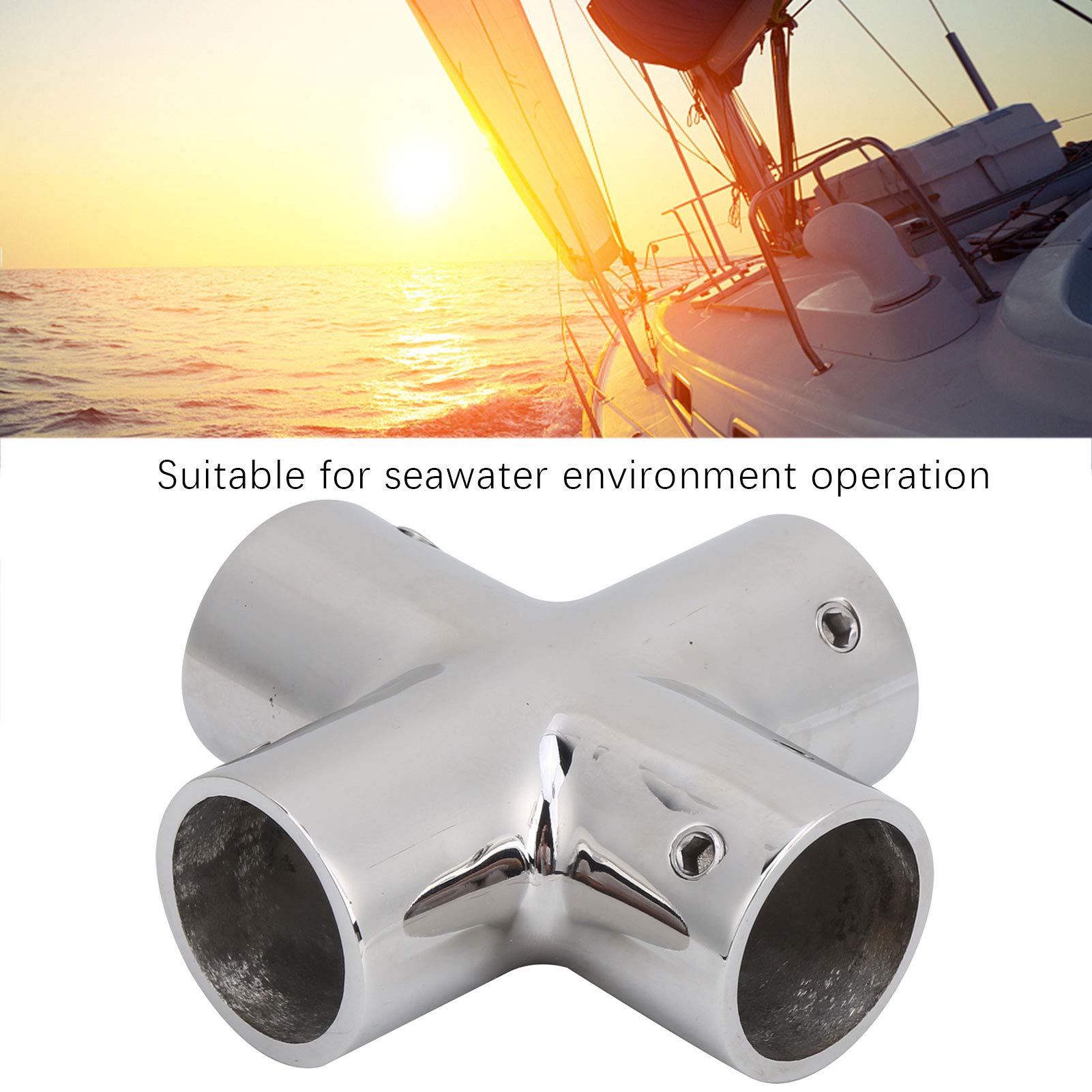 Raccord de Tuyauterie Acier Inoxydable Raccords Tuyauterie Acier Inoxydable Séparateur 4 Voies Connecteur de Tube de Soudage Bout à Bout Accessoire de Séparateur de Tuyau de Bateau(22mm)