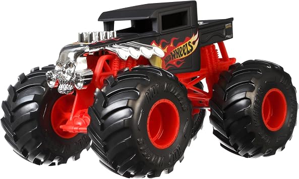 Hot Wheels Monster Truck Big Size Bone Shaker 124 Scale Toy Vehicle Mini Car, For Ages 3 and Up, Red HNM40