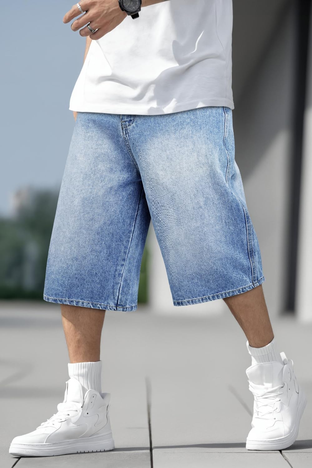 Men Baggy Jorts Y2k Streetwear Loose Fit Hip Hop Skateboard Denim Shorts - Image 7