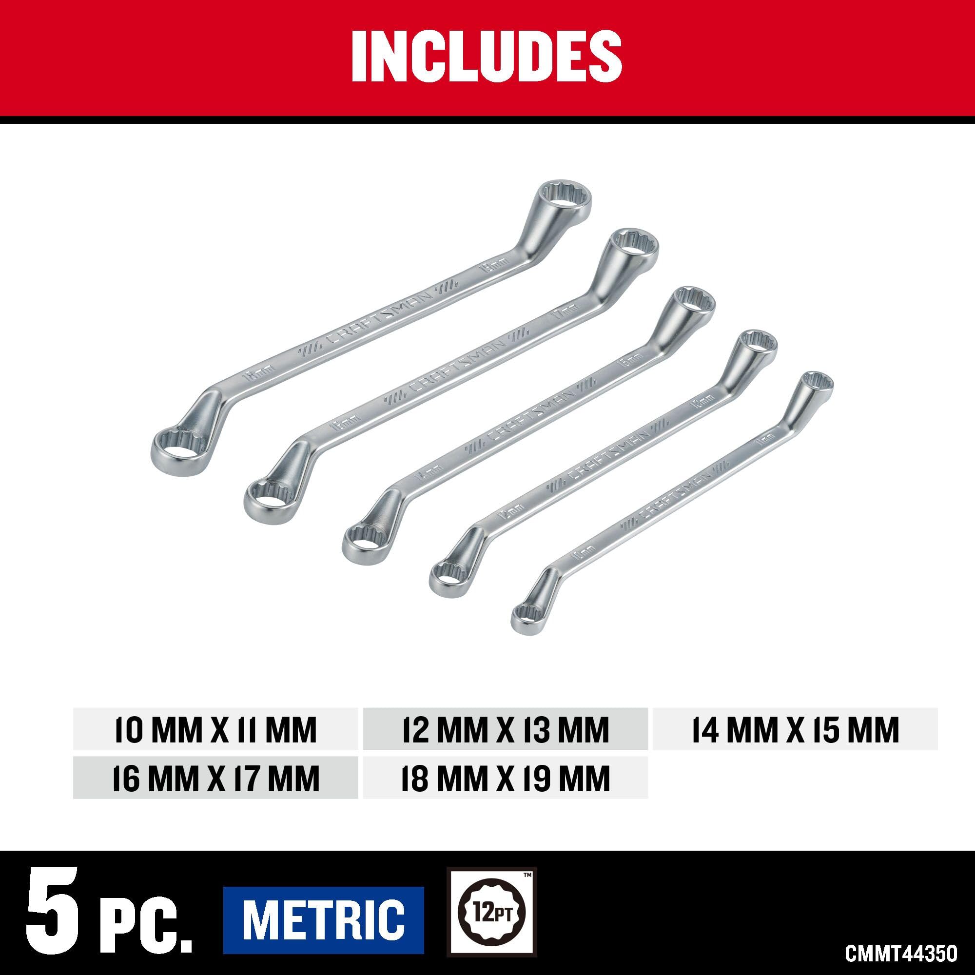 CRAFTSMAN Juego de llaves de extremo de caja compensada, MM, 5 piezas (CMMT44350)