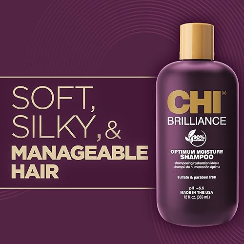 Miniatura 2 de CHI Deep Brilliance Optimum Moisture Champú, fabricado con aceite de oliva y monoi para hidratar el cabello, sin sulfatos, parabenos ni crueldad, 12