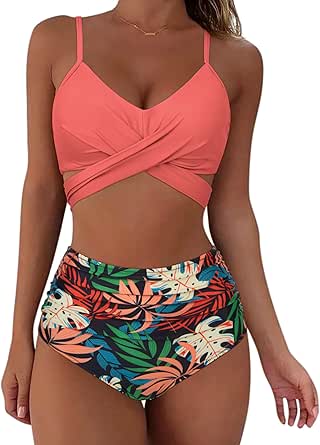 SUUKSESS Women Wrap Bikini Set Push Up High Waisted 2 Piece Swimsuits