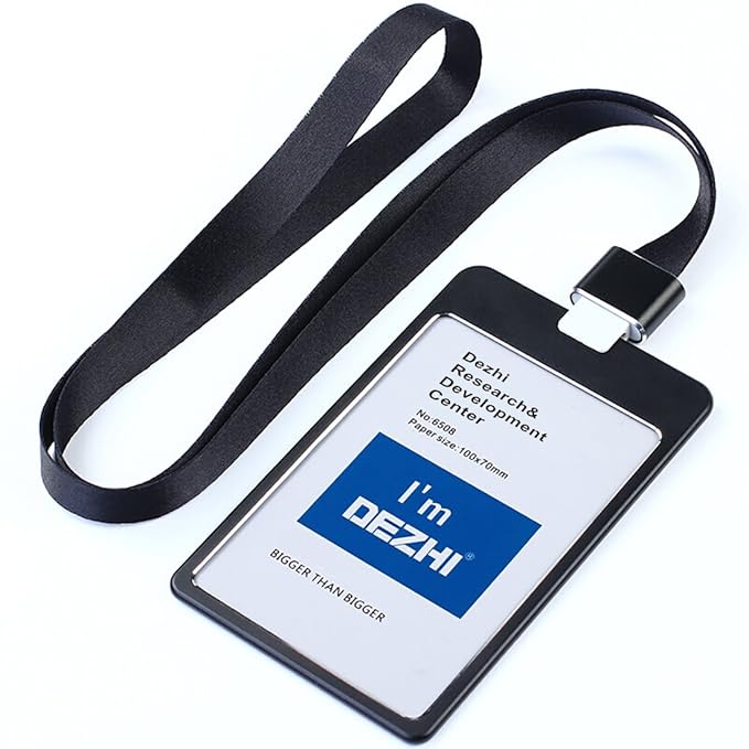 4x3'' Quality Metal Badge Holder Business Card Holder with Lanyard