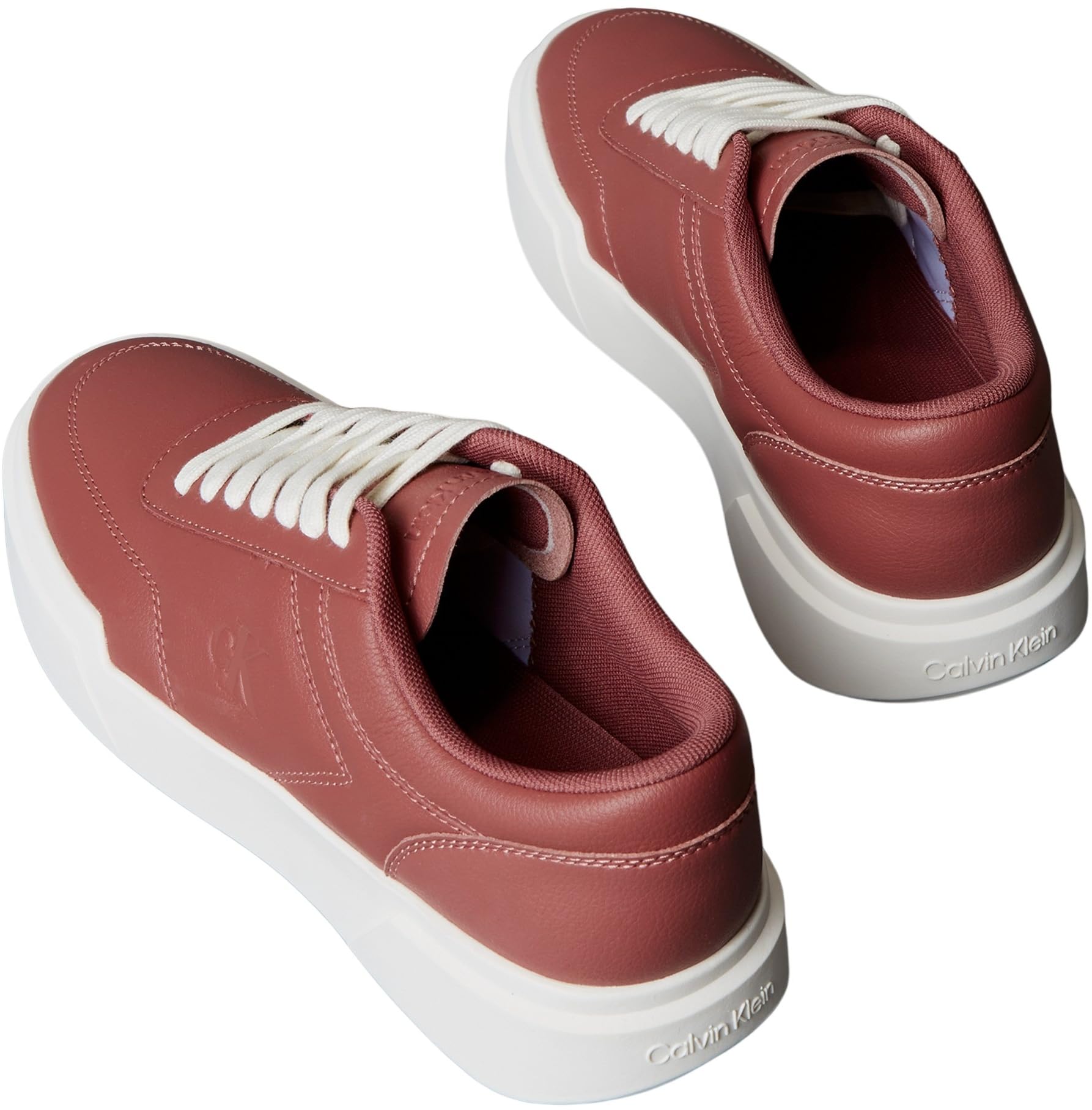 Calvin Klein Damen Cupsole Sneaker Chunky Laceup aus Leder, Rot (Dusty Rose/Marshmallow/Gum), 39
