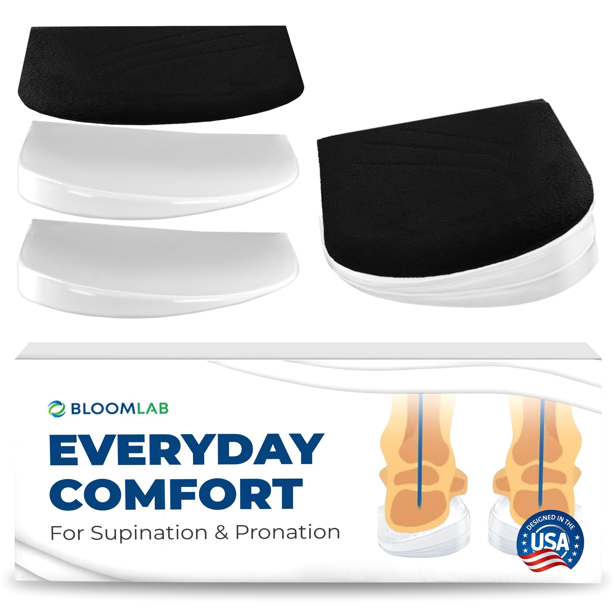 Orthopedic Heel Wedge Inserts – 3-Layer Adjustable Gel Insoles for Supination, Pronation, Flat Feet & Heel Pain Relief – Supportive Shoe Cushions for