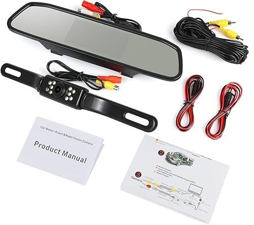Miniatura 7 de WEIKAILTD - Kit de cámara de respaldo y monitor, monitor de espejo retrovisor de vehículo de 4.3 pulgadas para DVD/VCR/cámara reversa de coche,