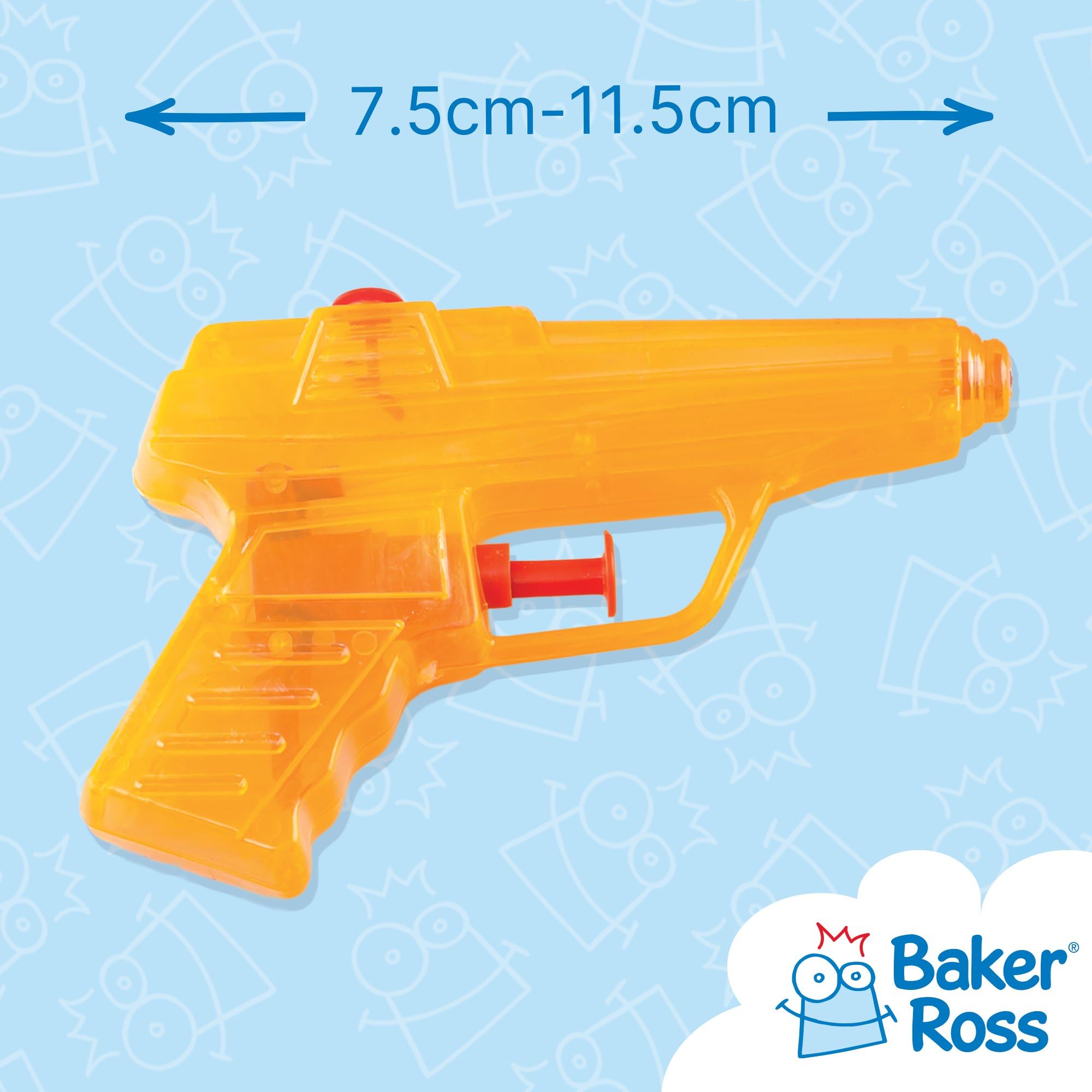 Baker Ross Przezroczyste pistolety na wodę (8 sztuk), 7,5-11,5 cm