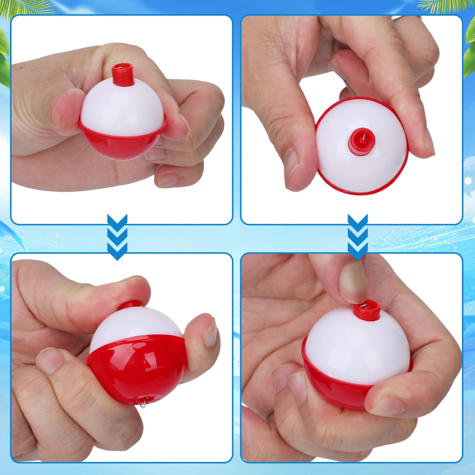 Fishing Bobbers - 30/50 Pack Snap-On Floats -3
