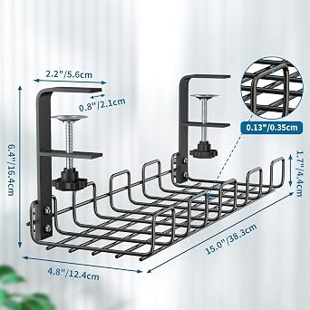 OWill Cable Management Tray, Cable Racks Under Desk Cable Organizer for Wire Management, Sturdy Metal Cable Tray Basket for Office and Home, Z03910