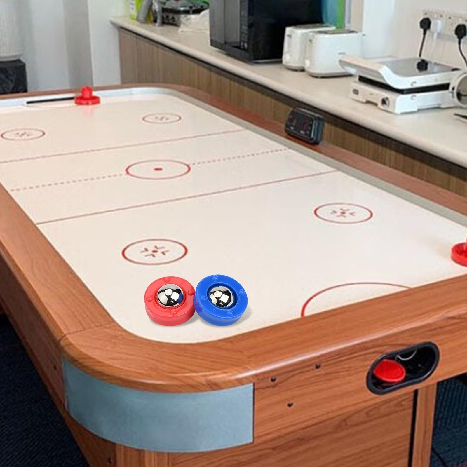 Shuffleboard - Set di dischi da gioco per arricciare il tavolo, 32 pezzi (16 rossi + 16 blu), 23 x 10 mm, in plastica e metallo, leggeri e portatili, per interni