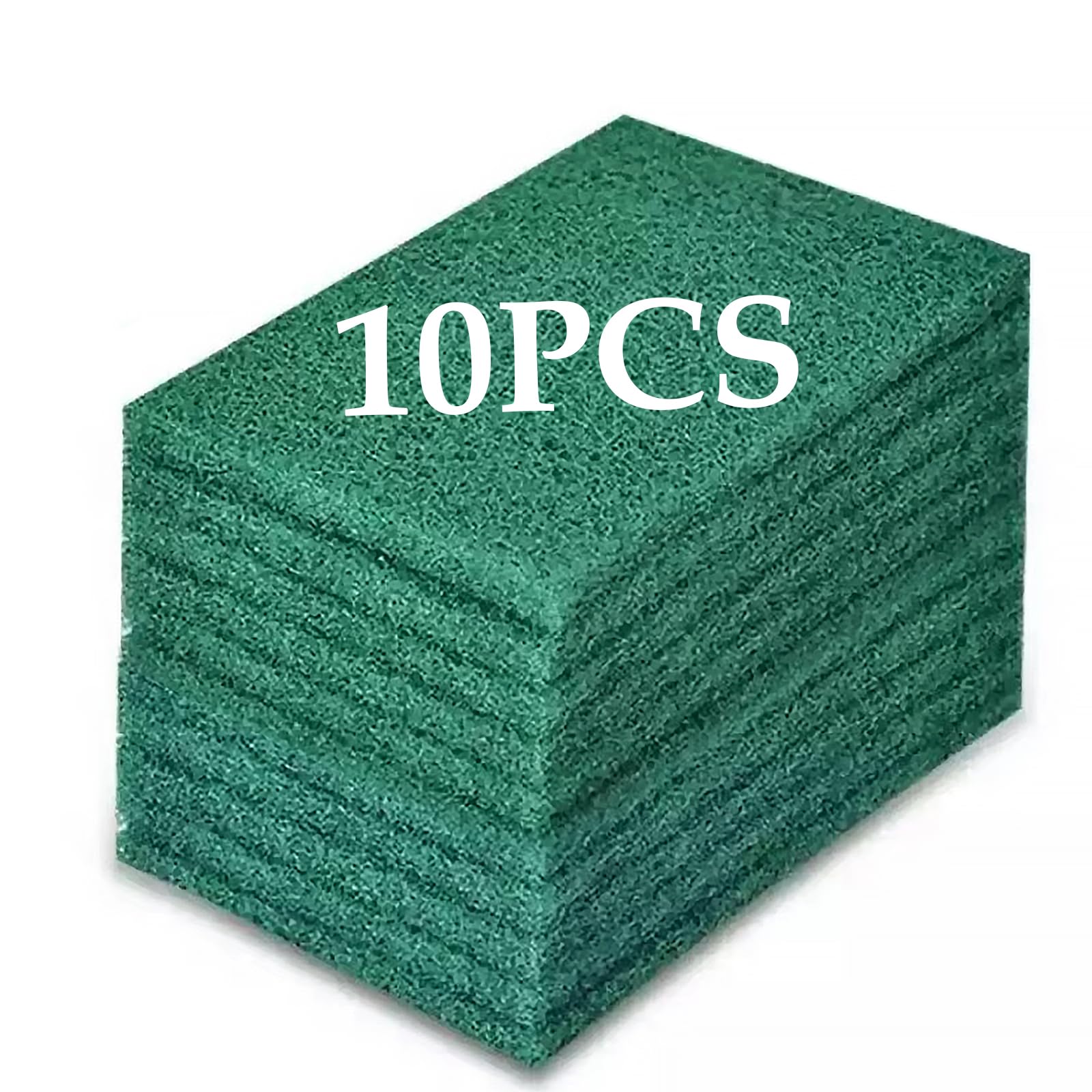 Heavy Duty Scour Pads Sponge Dish Scrubber Green Reusable Household Scrub Pads for for Dishes, Kitchen Scrubbers & Metal Grills 4 x 6 x 0.31inch (10Pcs)