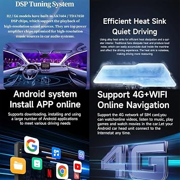 Carplay Android Auto Screen for Toyota Camry 2007-2011 Bluetooth/Mirror Link/Voice Control/Gps Navigation/Fm/Aux/Wifi Touchscreen Android Auto Car, 4 Core 1G+16G