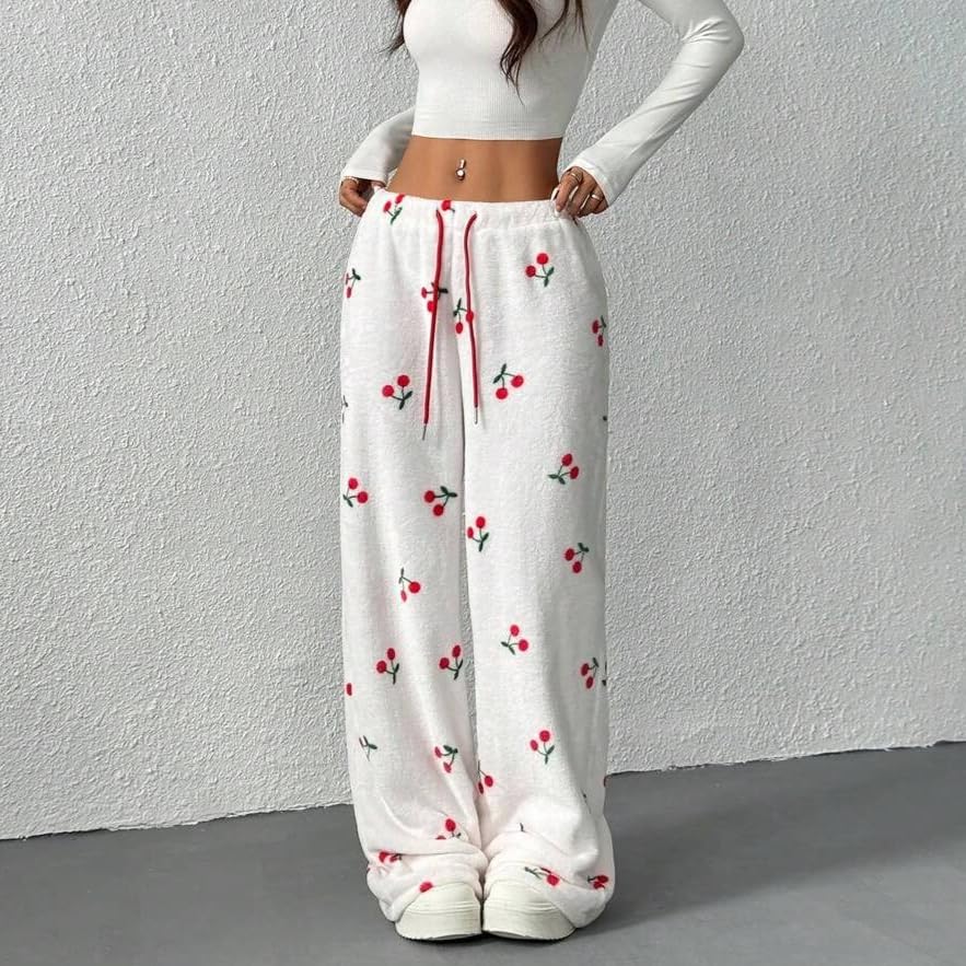 Image of Leopard Pants Women Therian Fuzzy Pajama Pants Y2k Cheetah Pants Grunge High Waisted Fluffy Pants