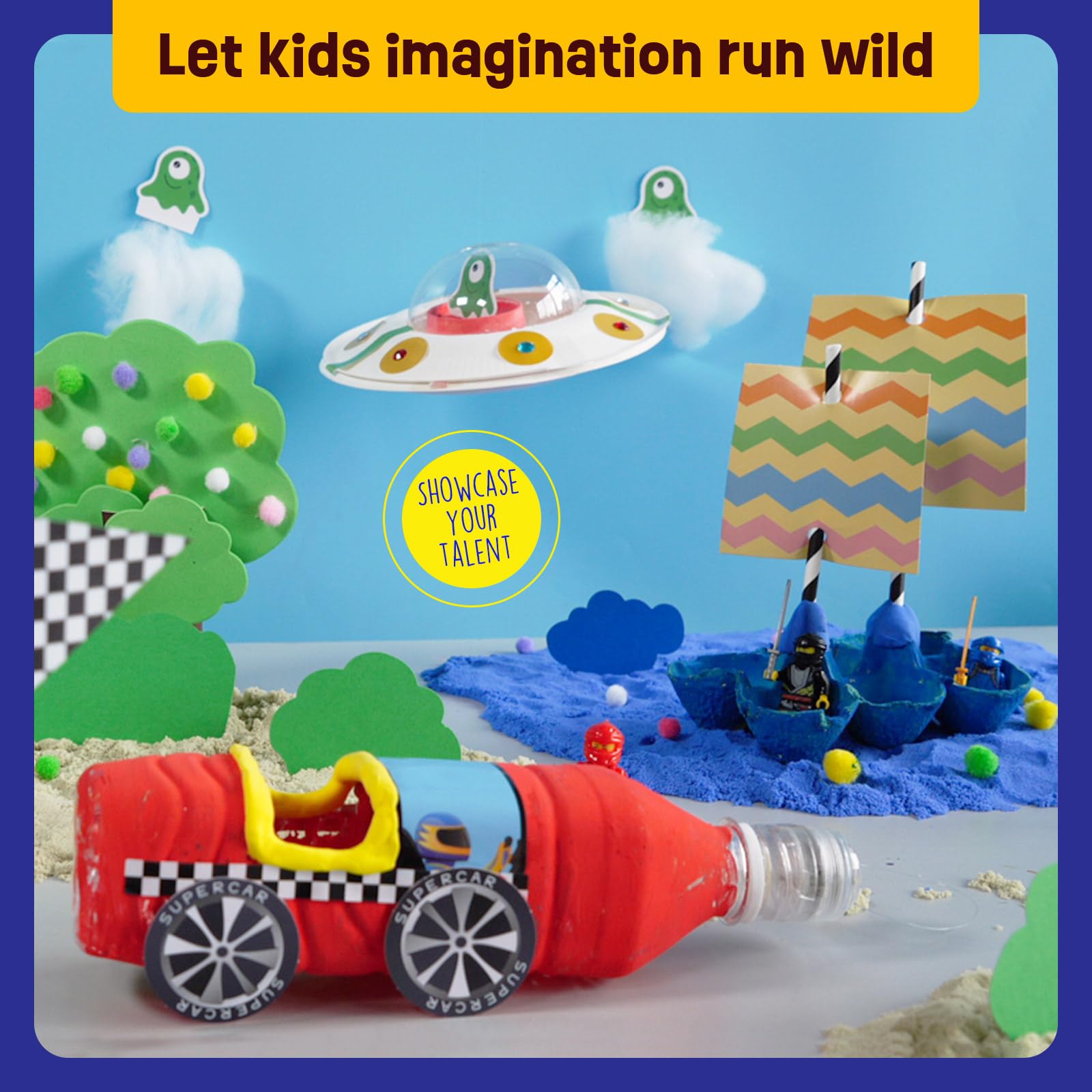 Kit Bricolage Recyclage Transports Pour Enfants – Loisirs Créatifs 6-10 Ans, Construis Vaisseau, Voiture & Bateau Avec Déchets