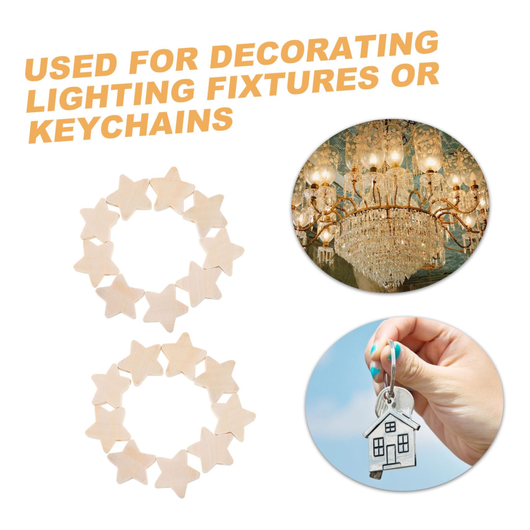 100 Piezas Cuentas de Madera Estrella Manualidades DIY, para Niños