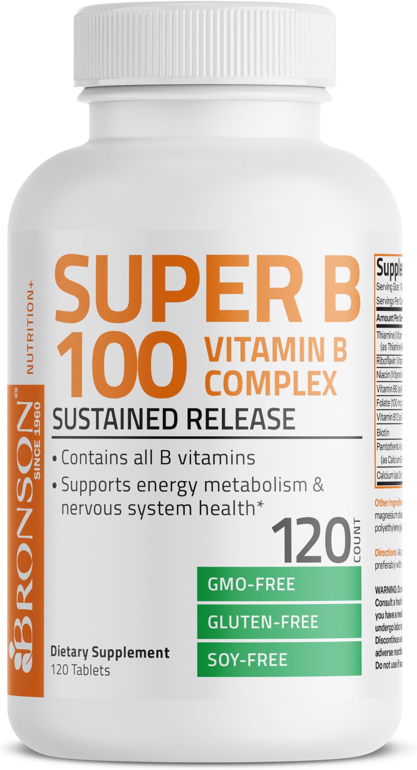 Bronson Super B Vitamin B Complex Sustained Slow Release