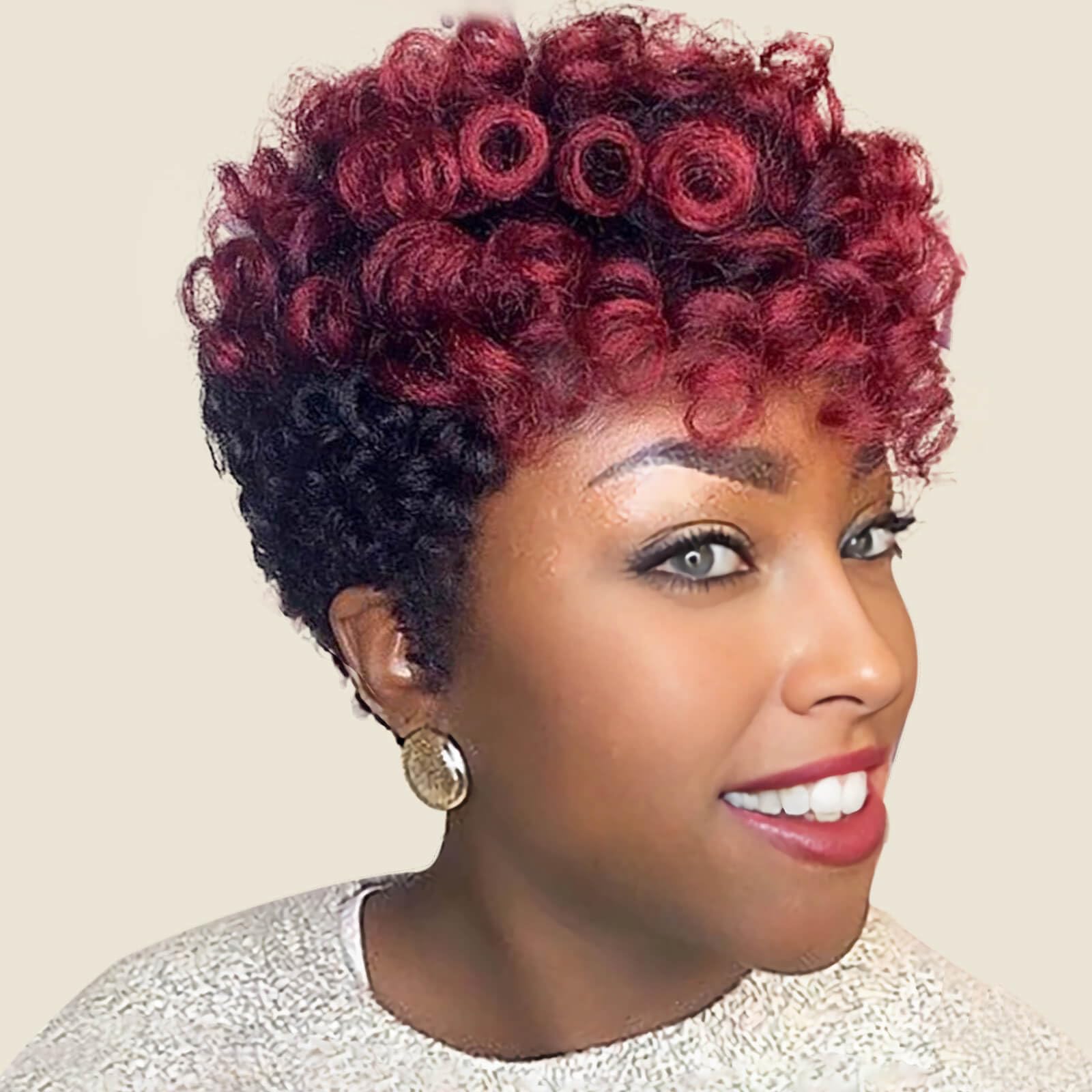 MIMAN 5 Packs 10 Inch Short Crochet Hair Braids for Black Women 12MM Curly Burgundy Synthetic Crochet Hair Extensions for Women DIY Mohawk Afro