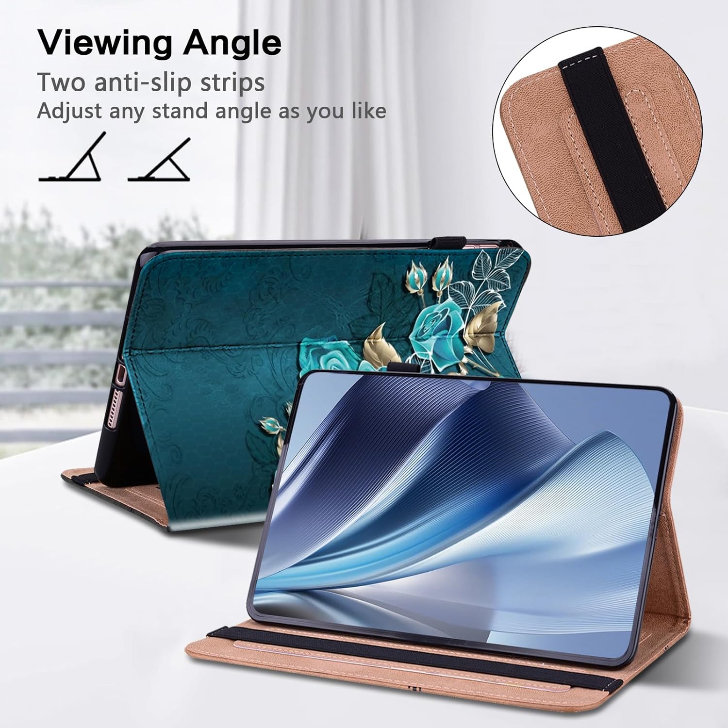 ALILANG Case for Kindle Fire HD 10 & 10 Plus Tablet (13th/11th Generation, 2023/2021 Release) 10.1", Shockproof Folding Stand Cover for Amazon Fire Hd 10 Tablet Case-Blue Rose