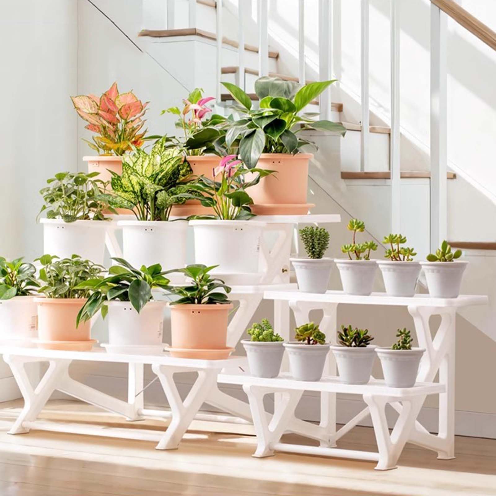 Échelle polyvalente résistante aux intempéries pour plantes - Étagère en plastique pour balcon et salon - Pour intérieur et extérieur