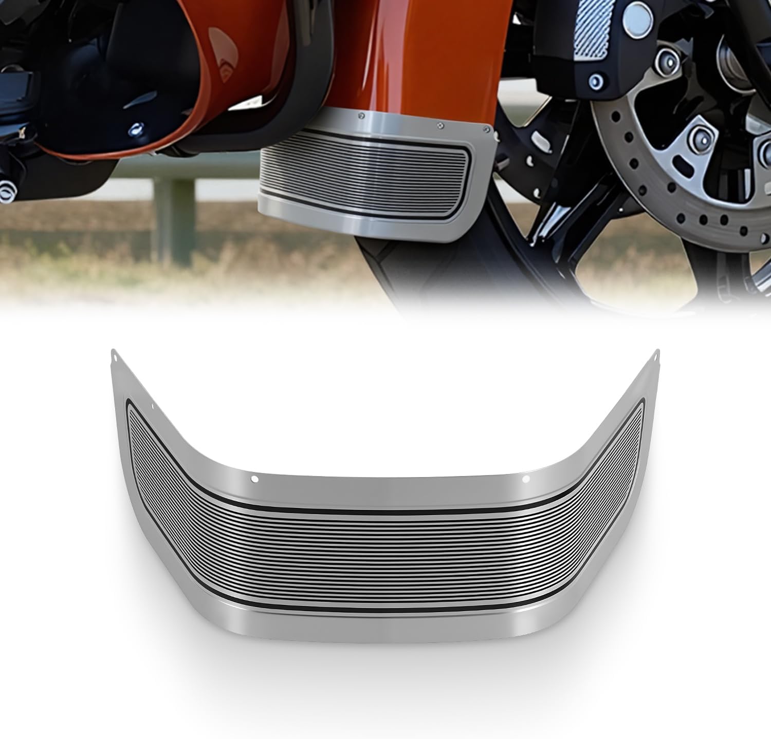 CHIFUN Front Fender Skirt Trim for 1980-2013 Harley Touring Road King Electra Glide FLHR Tri Glide, Motorcycle Chrome Accessories Replacement