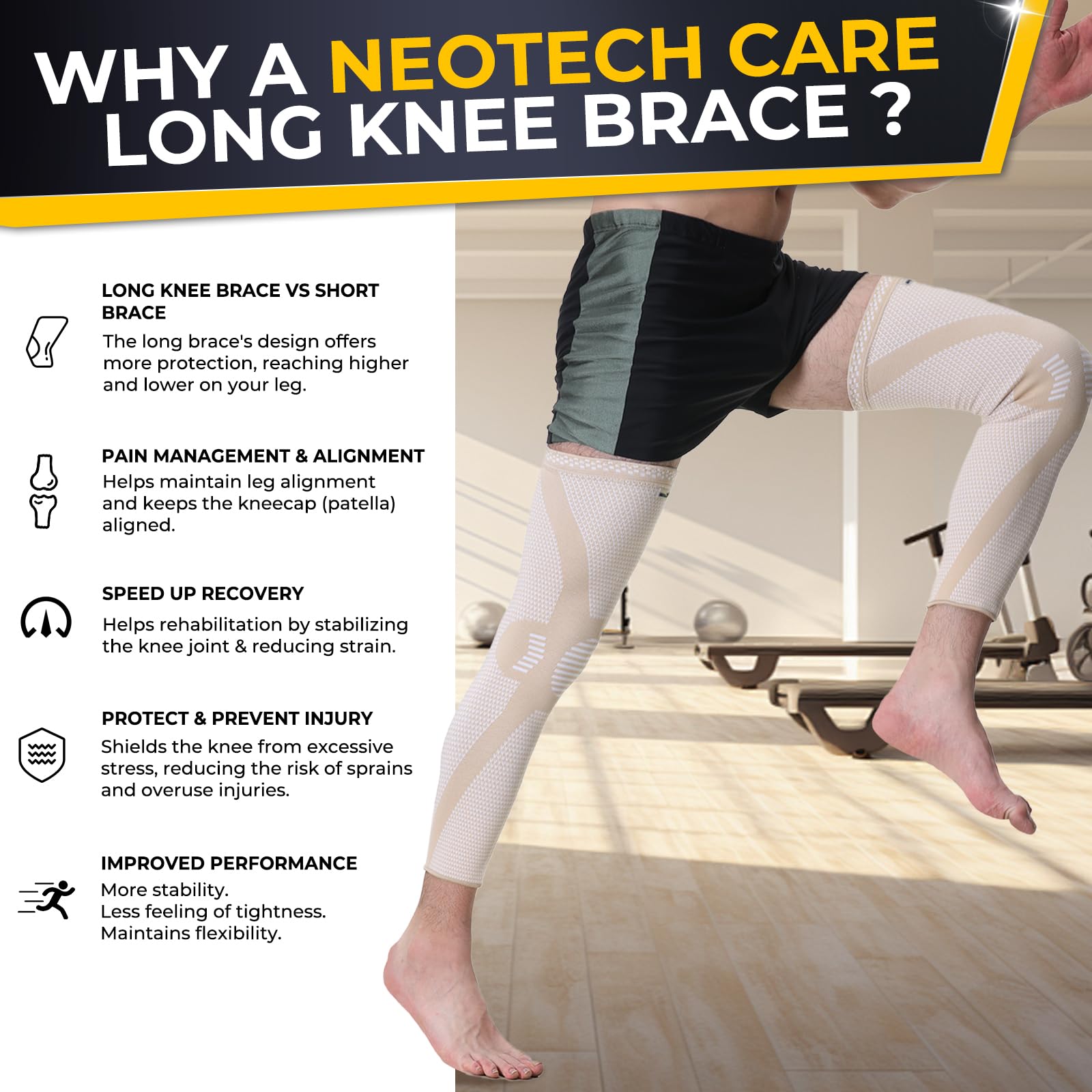 NEOtech Care Bein- Und Kniebandage Aus Bambus - Elastische Kompressionsstütze Für Sport & Alltag (Grau, Größe L, 1 Paar)