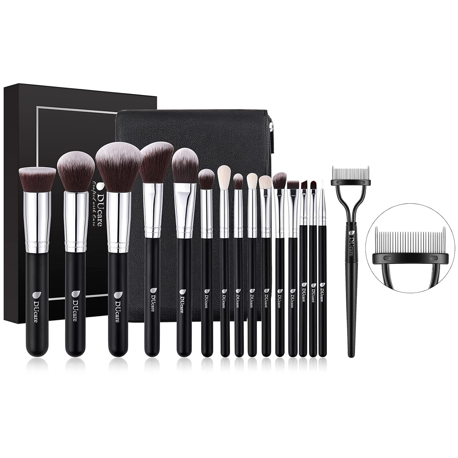 DUcare Makeup Brushes 15Pcs +Eyelash Comb