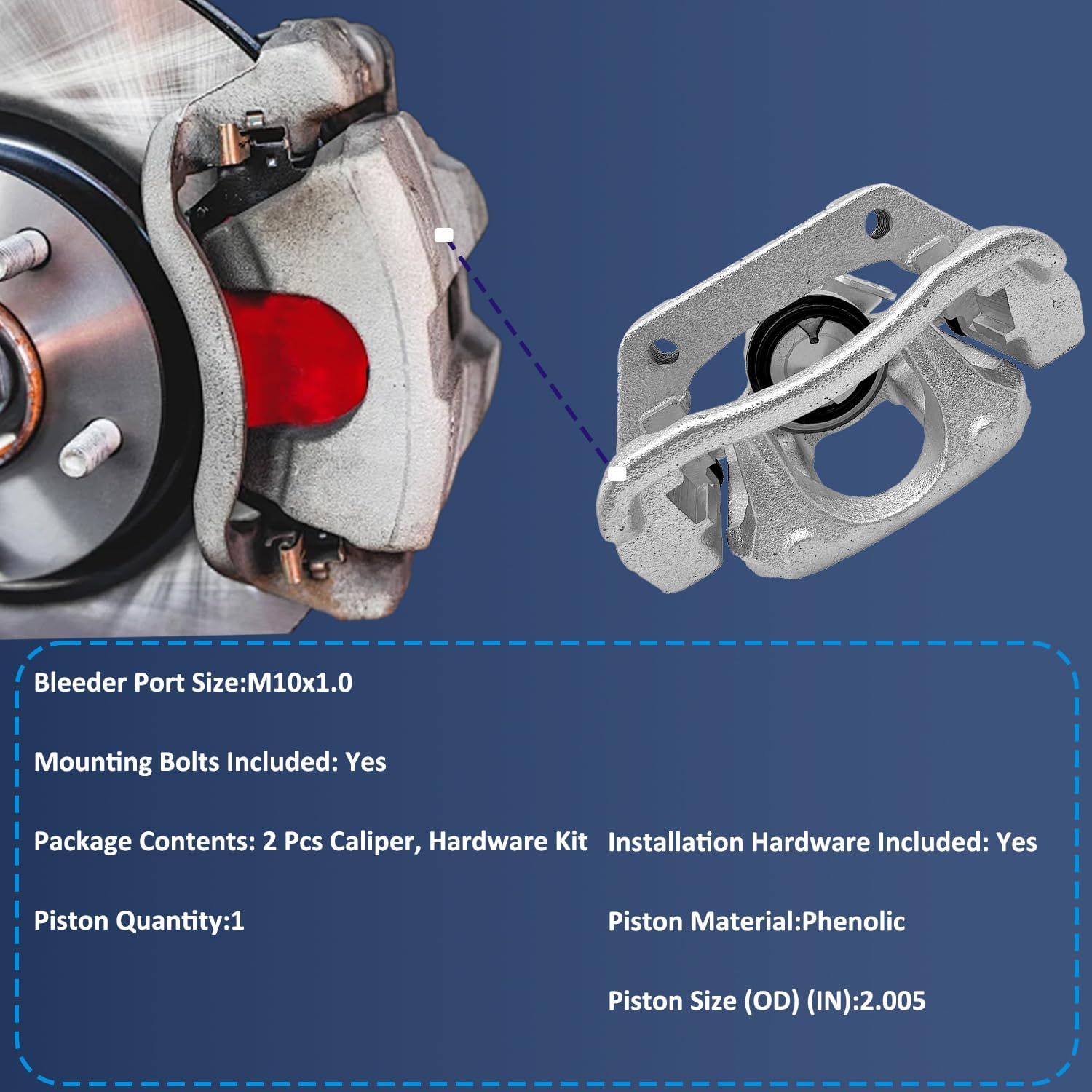 Rear 2pc Brake Calipers for 2004-2011 Ford F-150 for 2006-2011 Lincoln Mark LT Replacement 184858 184859