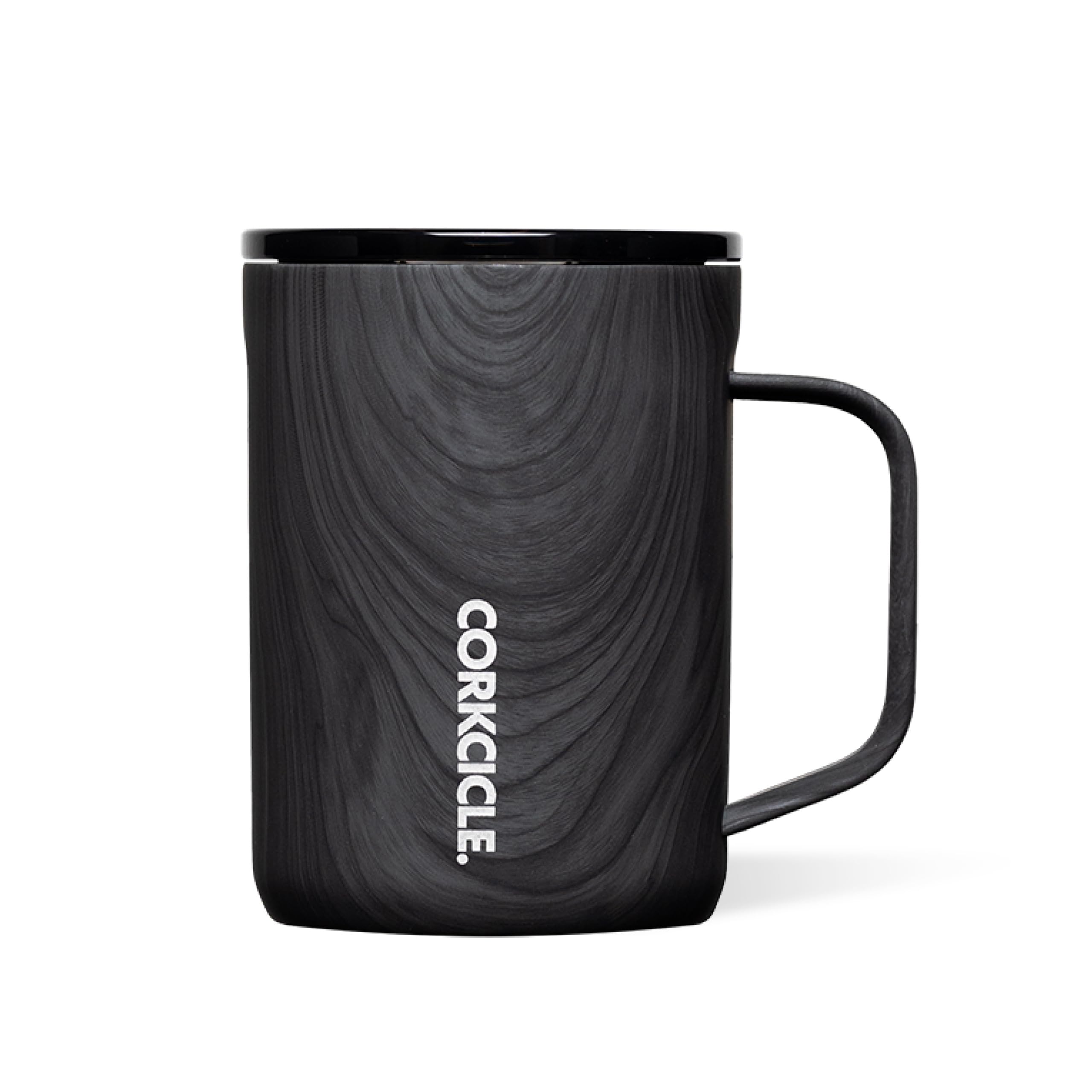 CorkcicleClassic Coffee Mug - Triple Insulated Stainless Steel for Travel - Shatter-Proof Lid - Keeps Drink Hot Over 3 Hours - Holiday Mug Gift - Great for Gifting Warmth - 16 oz - Burnt Wood
