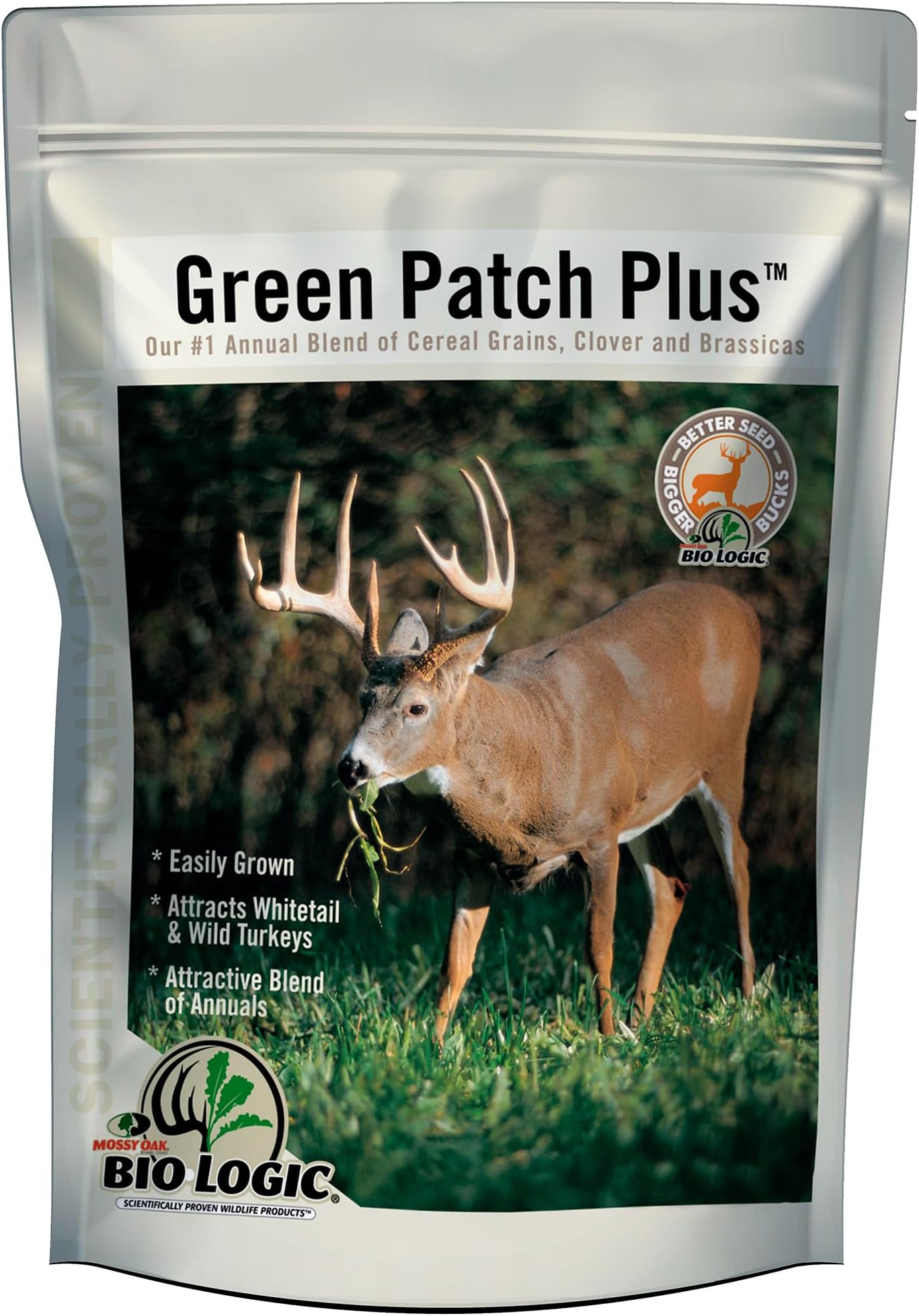 BioLogic Green Patch Plus Deer Food Plot Seed, Annual Blend of Cereal Grains, Clover & Brassicas, Establishes Quickly, 20 lb Bag Plants 1/2 Acre
