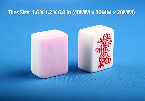 Miniatura 3 de YINIUREN American Mahjong - Juego de mahjong americano de tamaño grande de 1.6 pulgadas, 166 azulejos de melamina (rosa, 1.6 x 1.2 x 0.8 pulgadas)