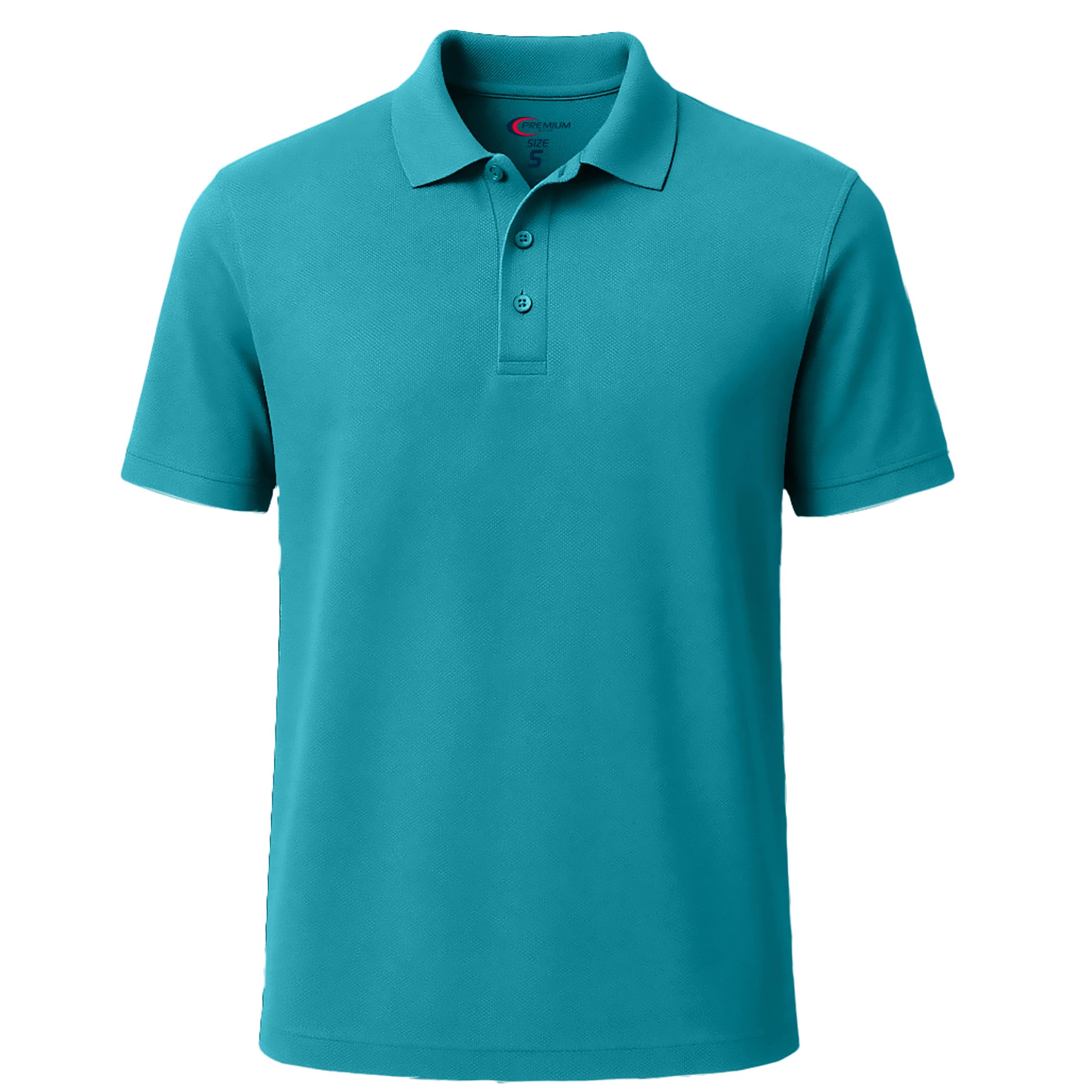 Premium Wear Boys High Moisture Wicking Polo T Shirts, Teal, L