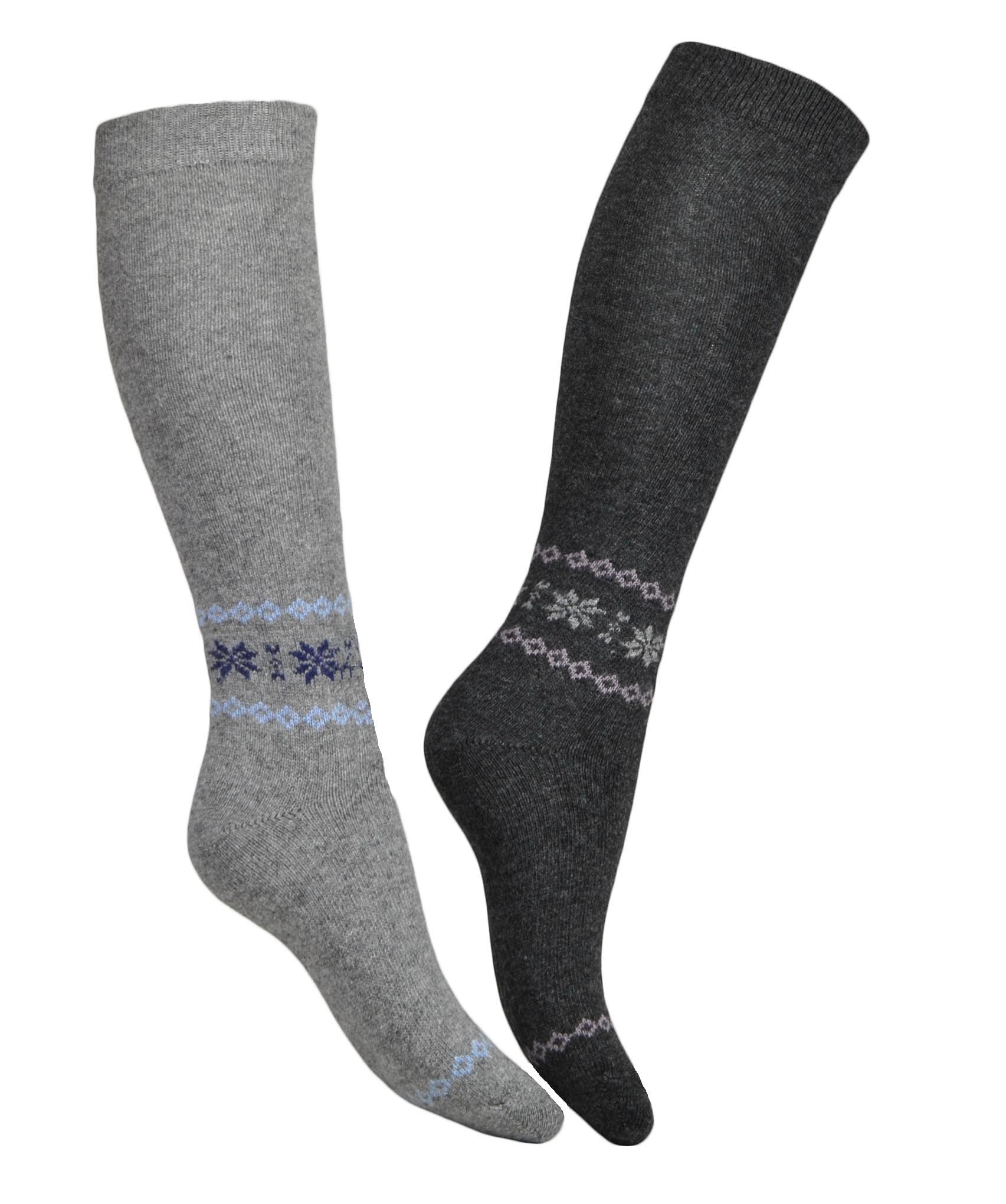 (6 Paar) Geschenktasche "Arabba" mit 6 Paar langen Damensocken, bunt, aus feinstem Woll-Kaschmirgarn - 100% Made in (Brescia) Italy, mehrfarbig, Einheitsgröße
