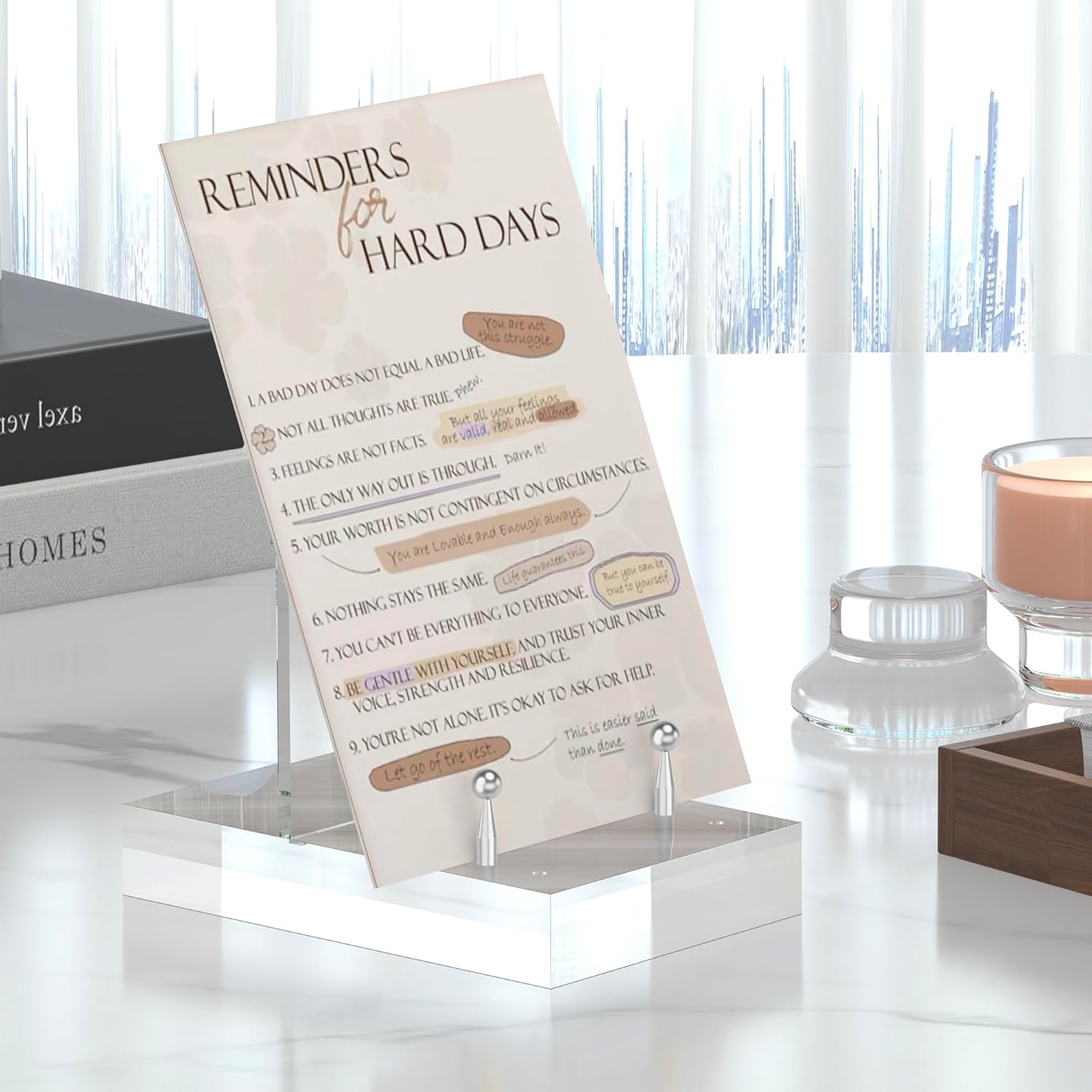 Acrylic Easel Display Stand with Adjustable Silver-Toned Hardware for Pictures, Crystal Clear Acrylic Stand with Floating Appearance for Cookbook, Invitation and Plates, 2-Packs