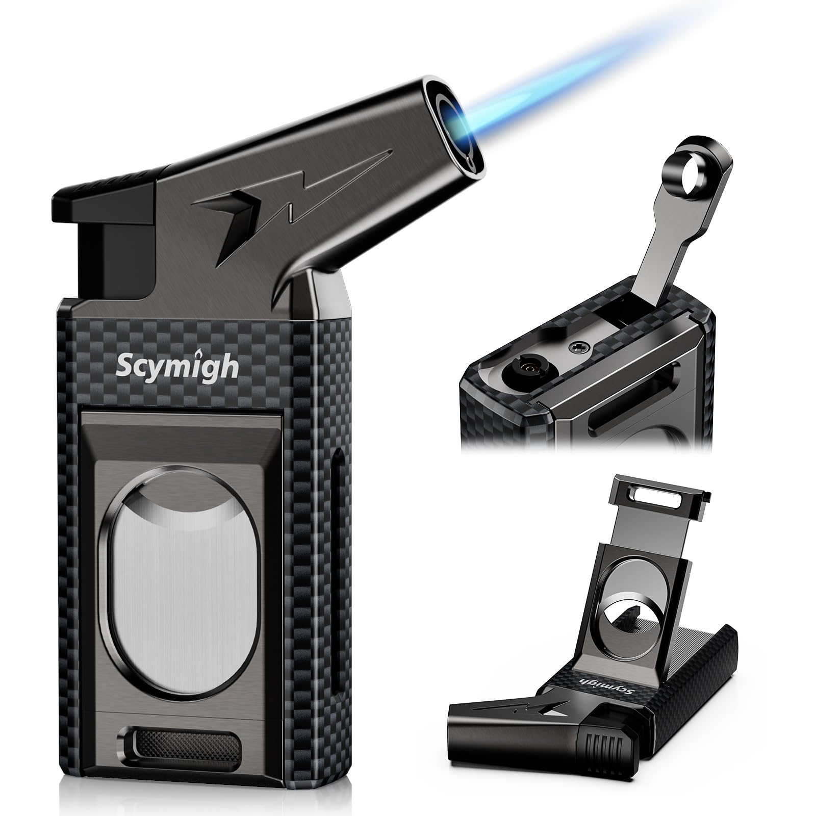 Torch Lighter with Multifunctional Accessories (Without Butane Fuel) (Carbon Fiber (Straight Cut))-image-37