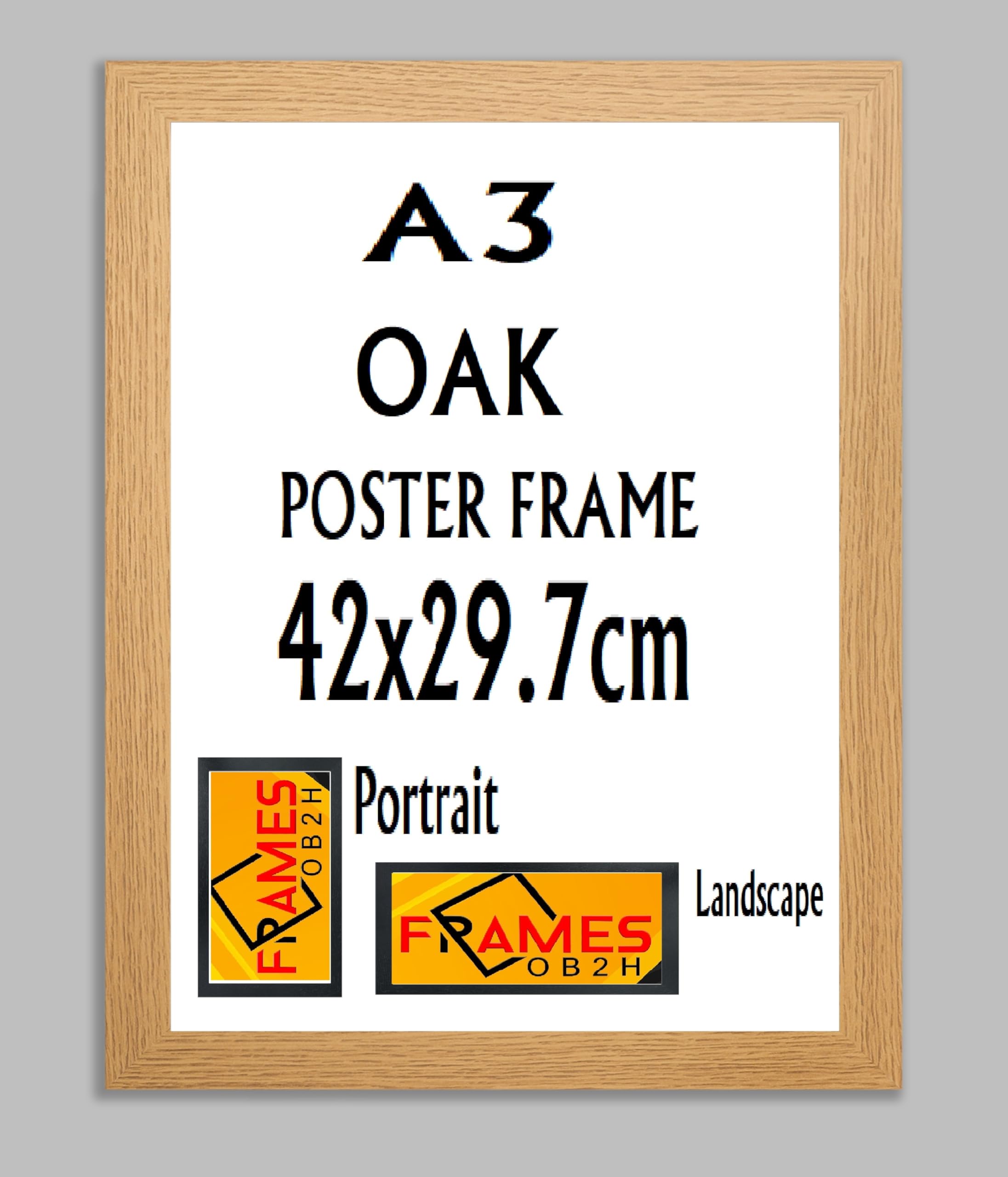 Ob2h Oak Black,, Photo,Picture,Poster Frames, Portrait And Landscape Shatterproof Acrylic Glass Wall Hanging Frames (, A3,42X29.7cm)