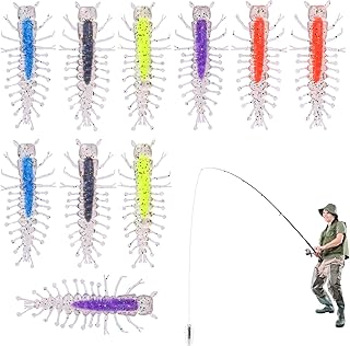 Fish Lures,10個セット ソフトムカデ 誘引セット - ブラックバス用 フィッシングルアー - 淡水・海水用 クラッピー ナマズ サーモン エビ 渓流釣り スポーツ