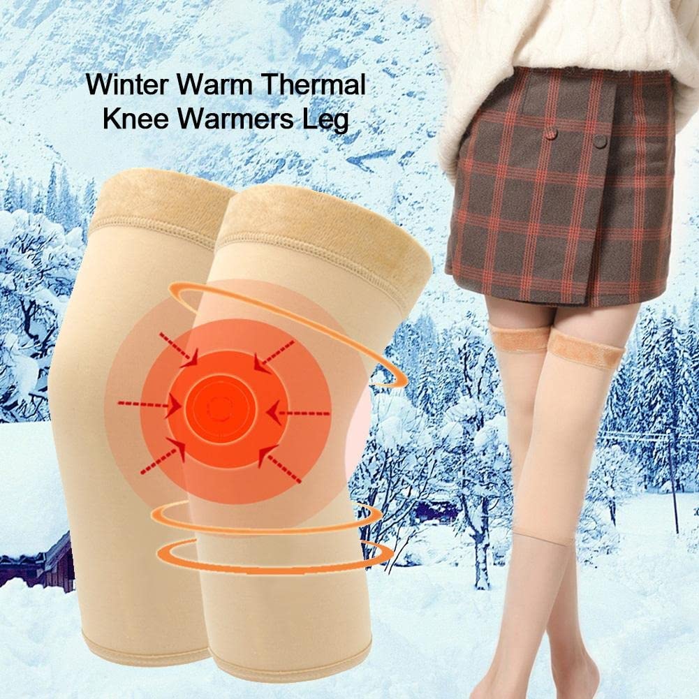 Winter Warm Thermal Knee Warmers Elastic Knitted Plush Pads Protector for Outdoor Cycling
