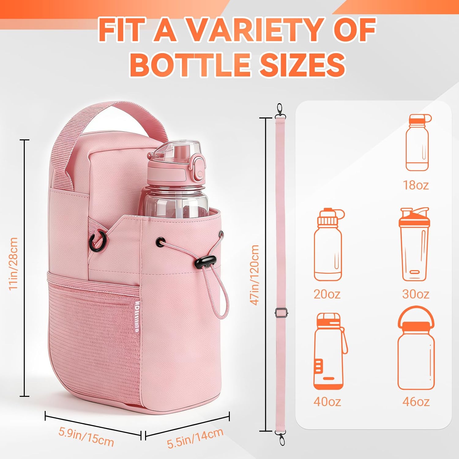 Magnetic Gym Bag, Super Strong Magnetic Water Bottle Bag (Pink)
