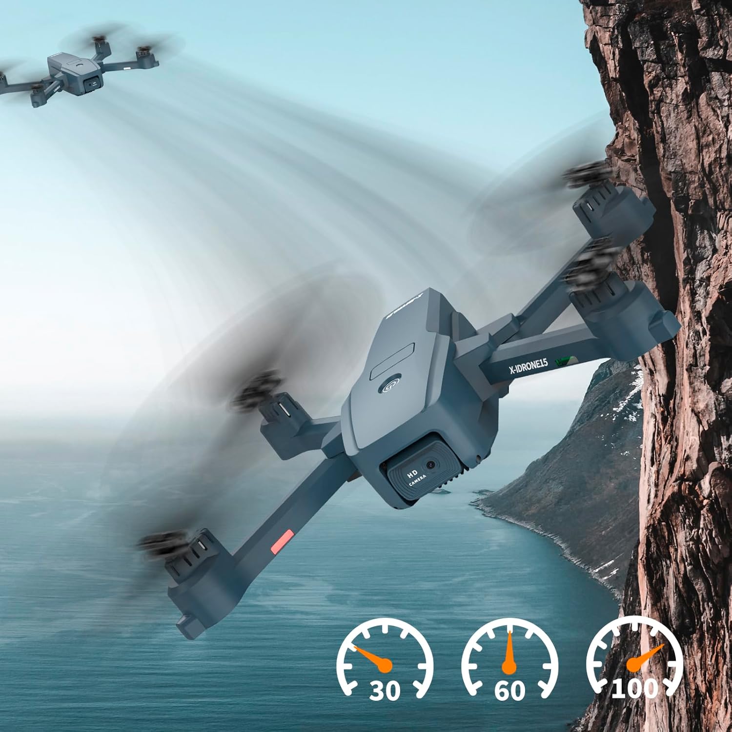 Drone with Camera for Adults and Beginners, 5GHz Drone with Electrically 90° Adjustable Lens, Gesture Control, Trajectory Flight, Stable Hover, 3 Speed Modes, Modular Battery, Ideal Gift fot Adults