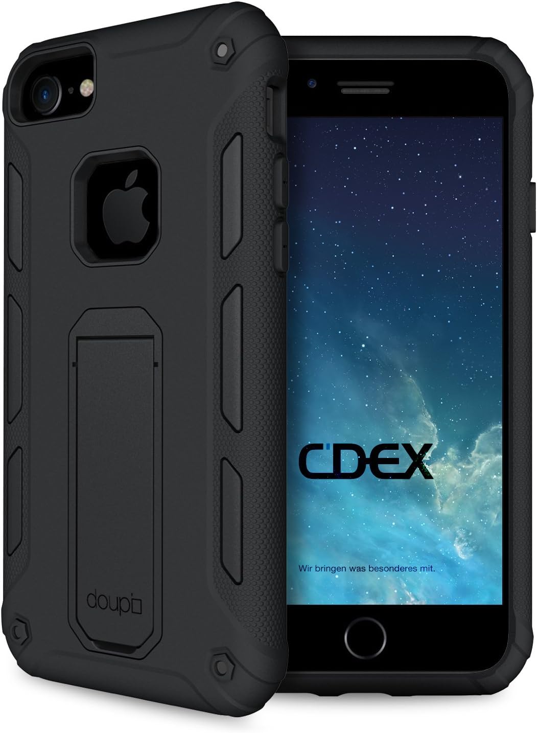doupi Ultra Kickstand Case for iPhone SE (2022) / iPhone 8/7 (4.7 inch) with integrated Stand Function Cover Protective Sleeve, black