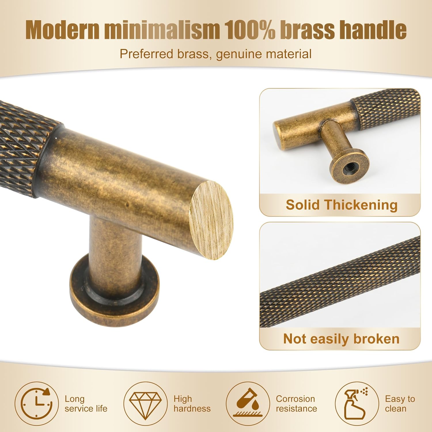 5 Pack Matt Coffee Bronze Solid Brass Cabinet Handles,Kitchen Drawer Pulls, 5 Inches Furniture Door Handles for Cupboard Bedroom Wardrobe(Modern Reticulation)