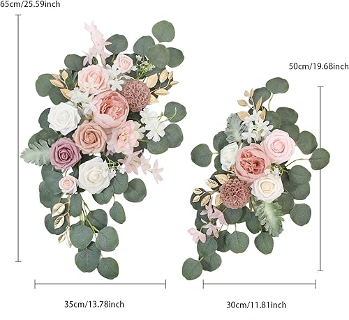 Miniatura 5 de BASIMAN Artificial Flower Swag Set of 2 for Wedding Welcome Sign Floral Decoration and Wedding Signs for Ceremony Reception(Red)