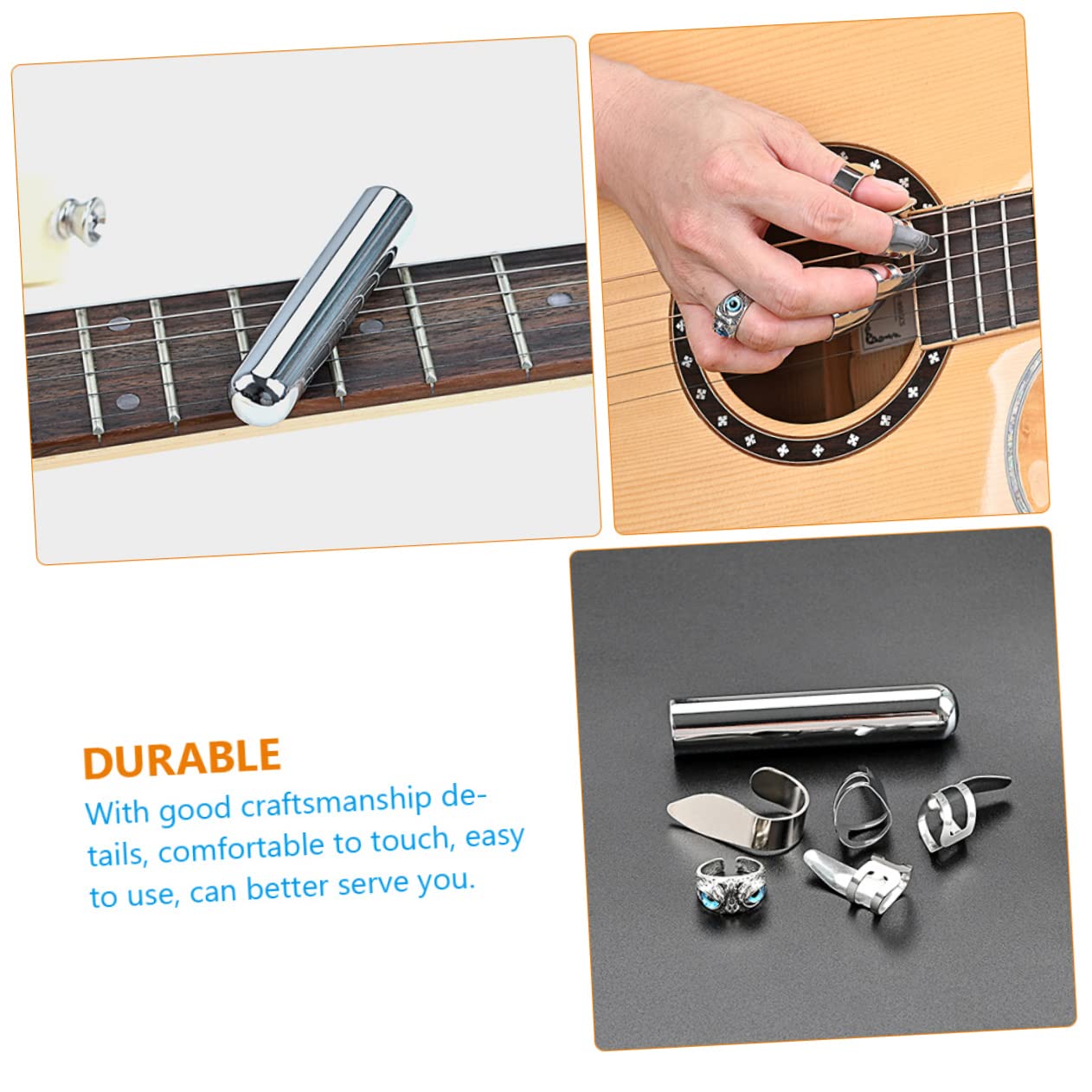 ibasenice 2ensembles Barre à Pour Guitare Avec Médiator De Pouce Et Des Doigts Accessoires Pratiques Pour Guitare Électrique De Métal Et Matériau