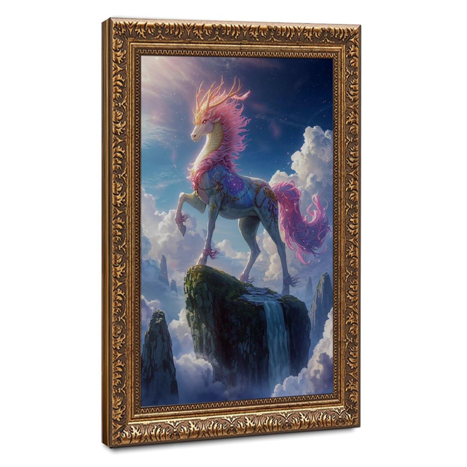 Bareronor Celestial Kirin Poster Canvas Poster Wall Art Decor Print Picture Paintings for Living Room Bedroom Decoration 24" L X 36" W