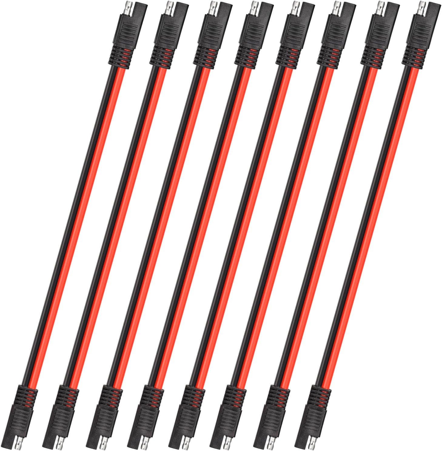 ELFCULB SAE Extension Cable,12AWG 1FT 2 Pin SAE Quick Connector Disconnect Plug for Car RV Battery Solar Panel(8 Pieces)