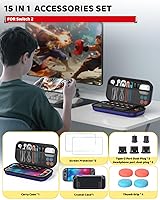 Vista 3 de Accessories for Nintendo Switch 2 2025, Portable Hard Shell Carrying Case with 2 HD Screen Protectors (7.9 Inch), TPU Protective Skin, Dust Plugs
