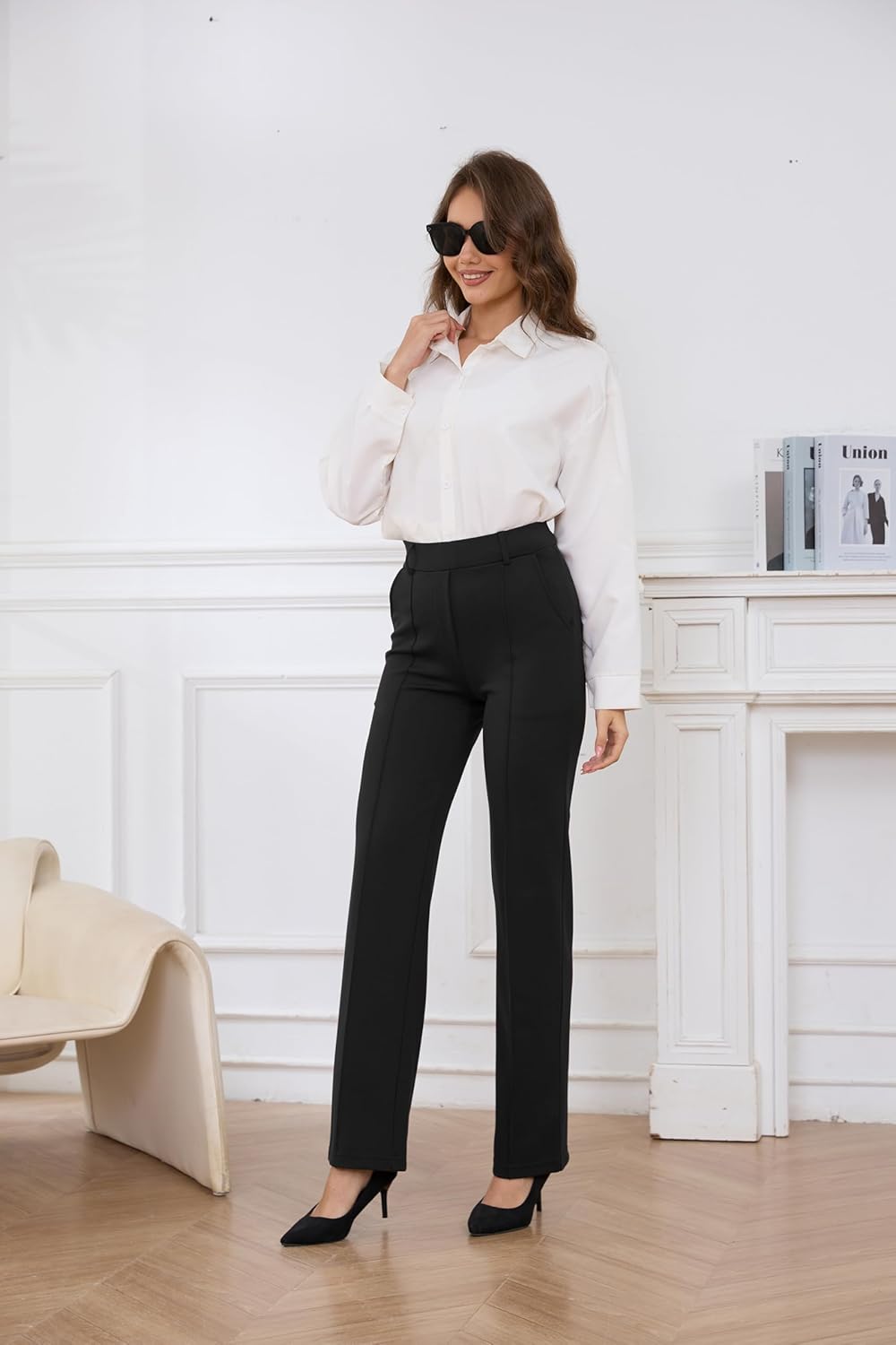 Women’s Dress Pants 27"/29"/31" 2025 Fall Straight Leg Yoga Pants, Stretchy Slacks for Work Business with Pockets - Image 5