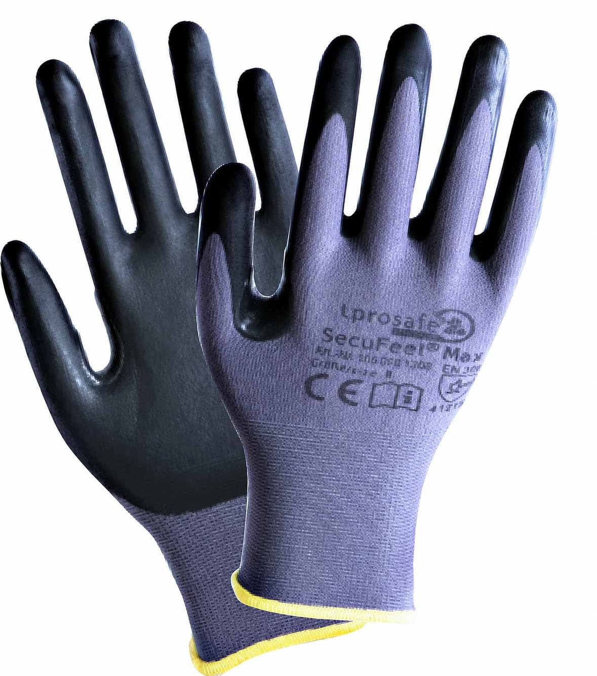 SecuFeel Max 12 Paar Arbeitshandschuhe Gr. 11 | Montagehandschuhe aus Nylon | Nitril-Mikroschaum-Beschichtung | Touchscreen-Funktion | Atmungsaktiv & robust | Ideal für KFZ, Logistik sowie Handwerk