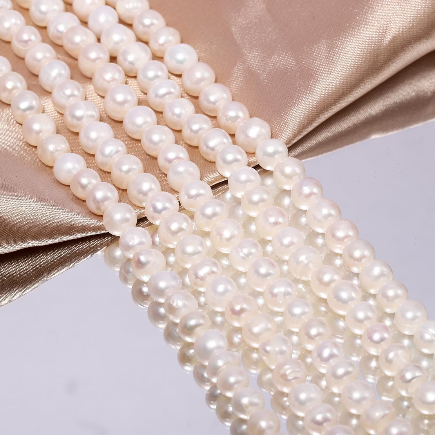 55pcs Natural Freshwater Pearl Strand, 6-7mm Round Pearl Beads for Jewelry Making, Crafting, DIY Bracelets and Necklaces - Image 6
