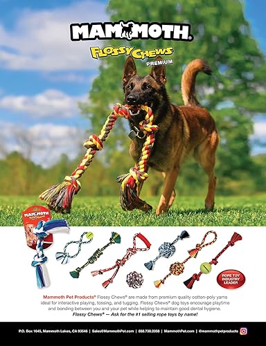 Vista 16 de Mammoth Pet Products Flossy Chews Color Mono Fist Ball con extremos de cuerda, grande, 18 pulgadas, multicolor (20096F)